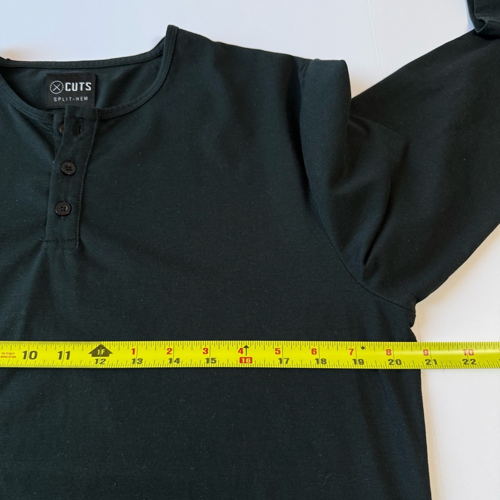 Cuts Clothing AO Henley Split-Hem Long Sleeve Shirt Black Large - Picture 5 of 7